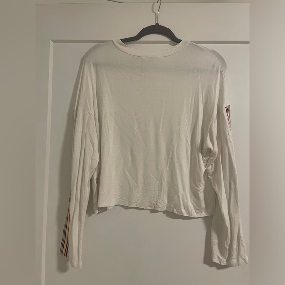 Rainbow Sleeved White Cropped Top - Picture 4 of 4